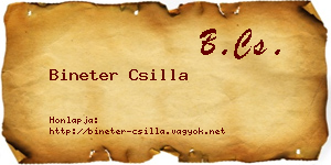 Bineter Csilla névjegykártya